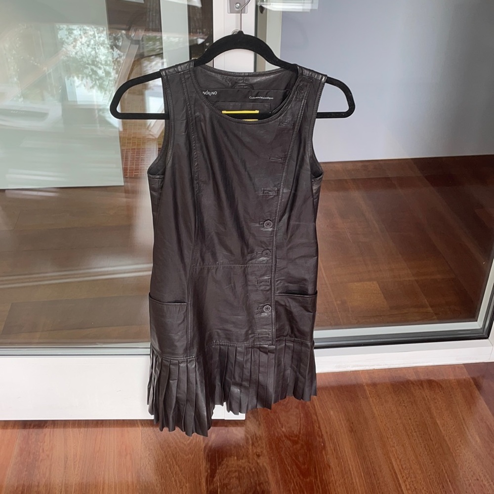 Catherine Malandrino Leather Dress with Buttons